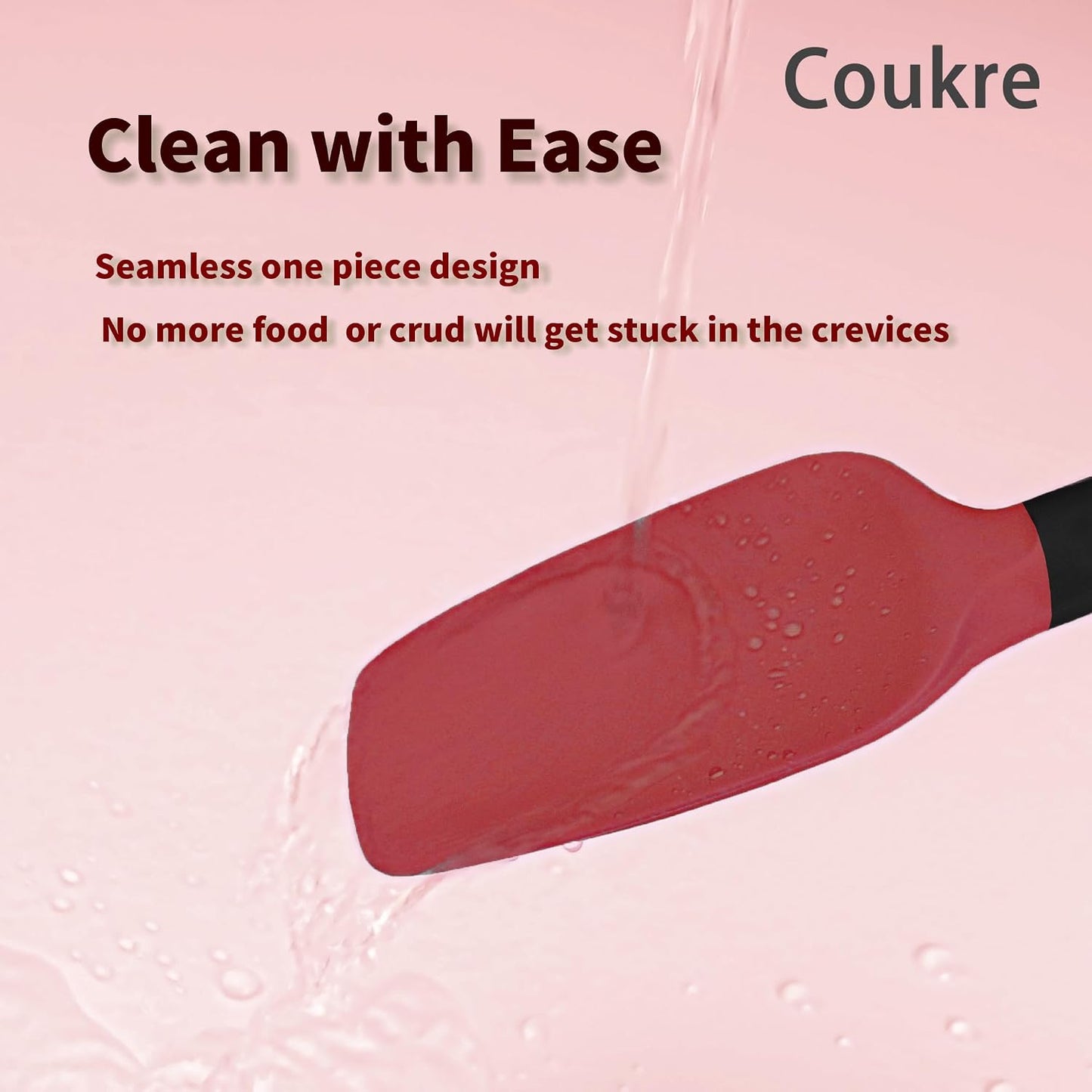 Coukre Silicone Spatula Set of 5,High Temperature Resistant, Food Grade Silicone, Dishwasher Safe, for Baking, Cooking (Aqua Green)