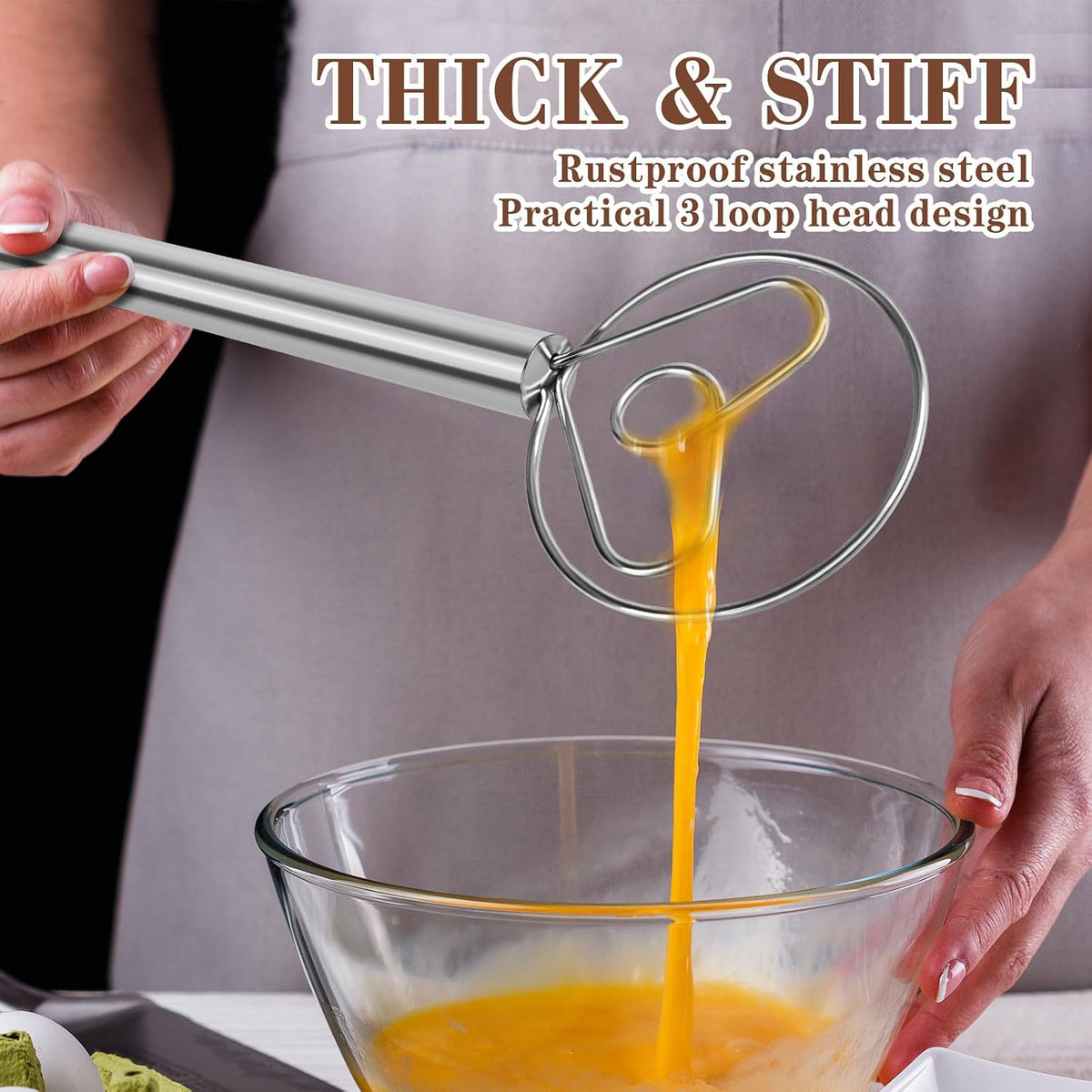 TEEVEA Danish Dough Whisk, Stainless Steel for Sourdough Bread