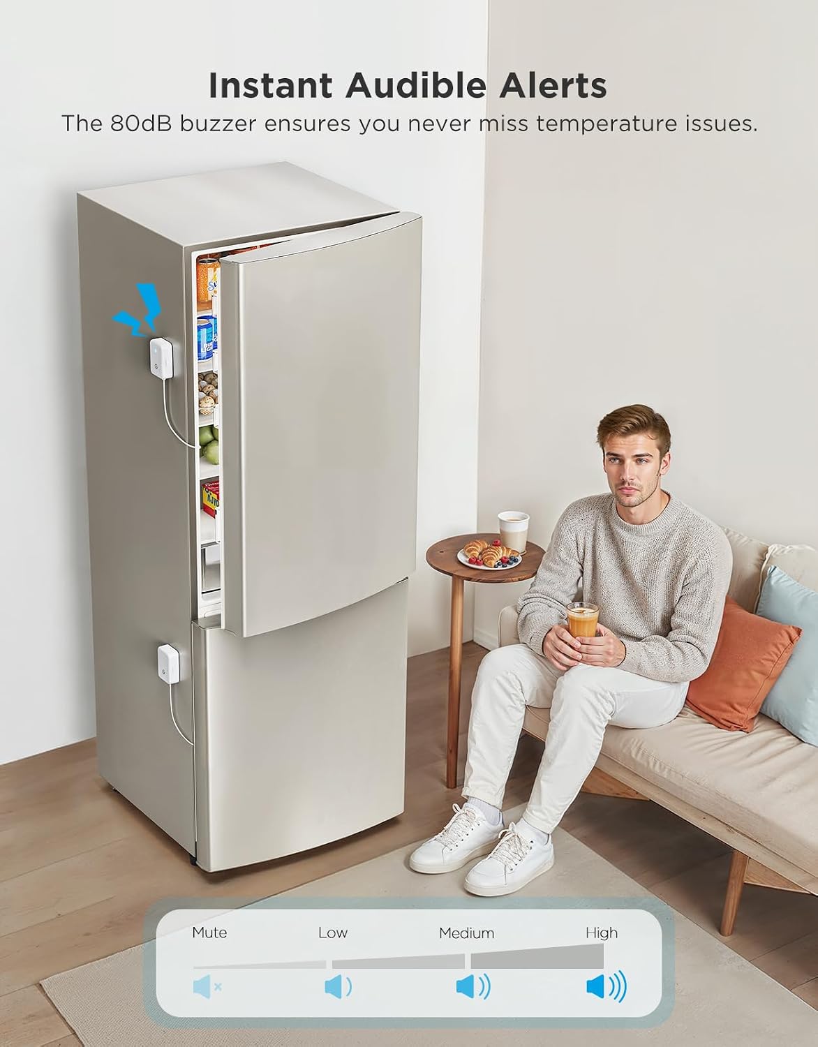 GoveeLife WiFi Refrigerator Thermometer Sensor with Alarm, 2-Pack & Gateway