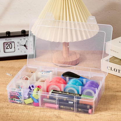 Mauproy 4 Pack 8 Grids Bead Organizer and Storage, Clear Plastic Storage Containers with Removable Dividers and Labels Small Tackle Box Organizer for Jewelry Crafts Electronics Small Parts