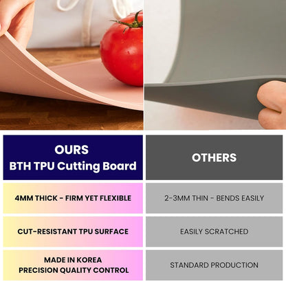 TPU Cutting Board Flexible Mat, 17.3" x 10.6" Nonslip Korean cutting board for kitchen, BPA Free Flexible Chopping Board, TPU Material Double-sided Dishwasher Safe