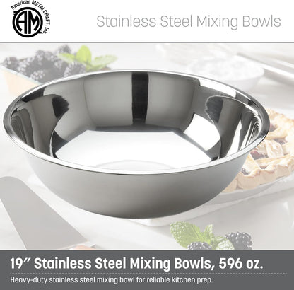 American Metalcraft 16" Stainless Steel Mixing Bowl - 13-Quart Durable Metal Bowls for Mixing, Large Stainless Steel Bowl