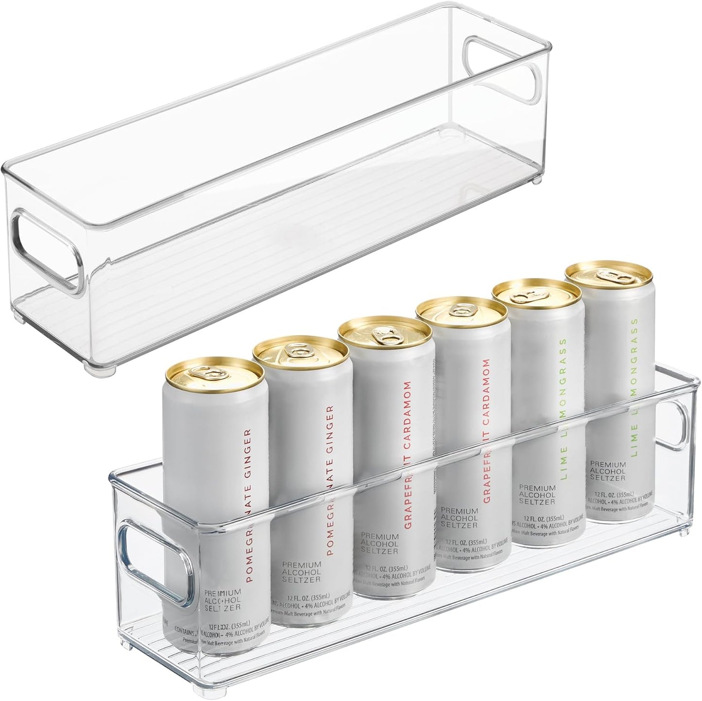 iDesign Stackable Fridge Bin with Handles - Ideal for Freezer or Pantry, Set of 2, Clear, Made in USA
