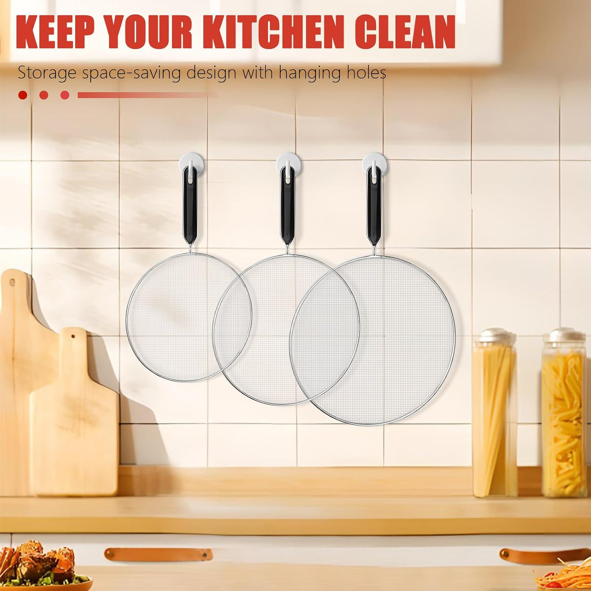 3 Pcs Grease Splatter Screen For Frying Pan Cooking, Cooking Frying Pan Oil Splash Screen Cover Anti Splatter Shield Guard, Fine Mesh Splatter Screen, Grease Splatter Guard for Frying Pan