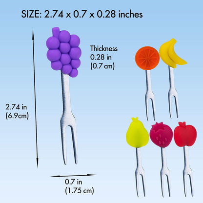 Cocktail Forks, 6-Piece Appetizer Forks, Cat Shapes, Stainless Steel and Silicone Small Forks for Fruits, Cheese, Appetizers