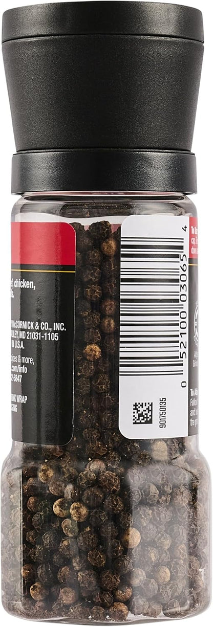 McCormick Black Peppercorn Grinder, For Freshly Ground Pepper While Cooking & Tableside, 2.5 oz