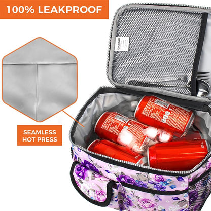 opux Insulated Lunch Bag for Men Women, Leakproof Black Lunch Box for Work, Portable Soft Lunch Cooler Bag with Shoulder Strap, Adult Lunchbox Lunch Pail for Kid Boy Girl School, 14 Can/8L