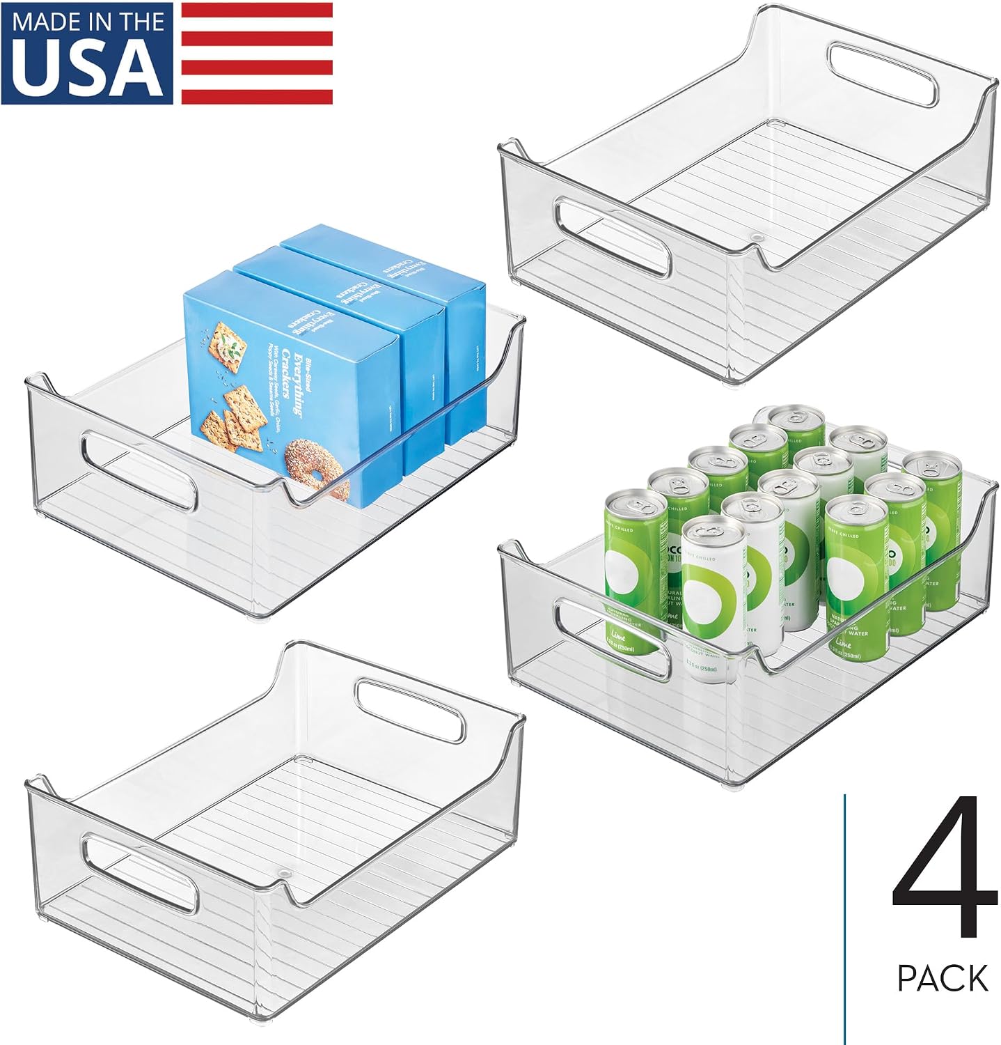 iDesign Stackable Storage Bin with Handles for Pantry or Fridge, Clear, Made in USA