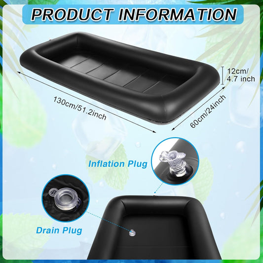 Leitee Inflatable Serving Bar with Drain Plug 52 x 24 x 5'' Inflatable Ice Serving Buffet Bar for Party Food Cooler Buffet Drink(Black,Basic Style)