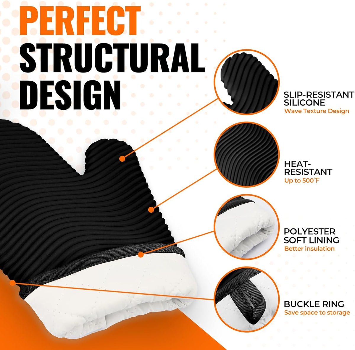 Yutat Silicone Oven Mitts - Oven Mitts and Pot Holders Sets Made of Non-Slip & BPA-Free Silicone, High Heat Resistant 500 Degrees, Perfect for Kitchen Cooking Baking BBQ, Peak Green