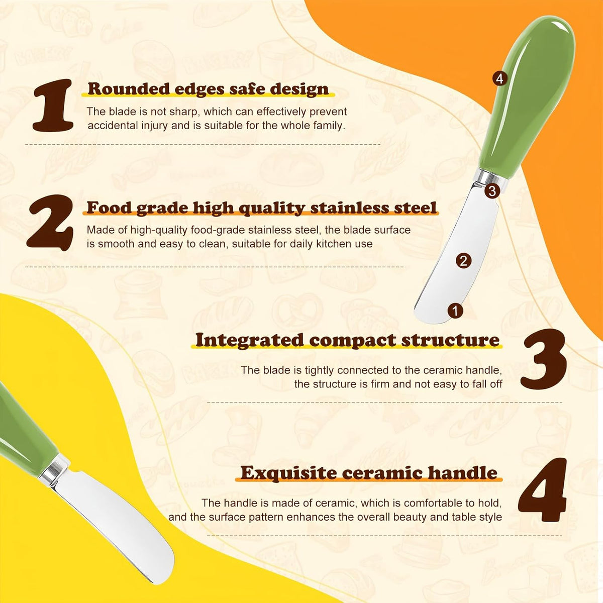 Butter Spreader Knife Set, 2 Pack Butter Knives and Cheese Knives