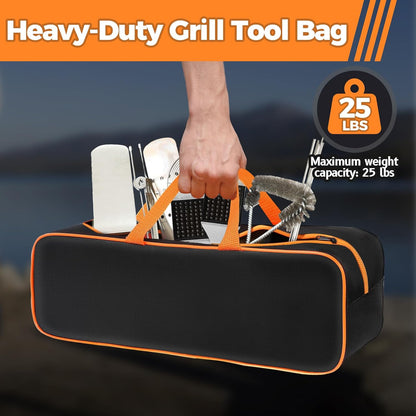 Grill Tool Storage Bag, 24" x 8" x 8" Large Capacity Grill Accessory Storage, 1680D Heavy-Duty Grill Utensil Storage, Accessories Storage Compatible with Blackstone (No Accessories)