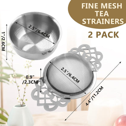 Fine Mesh Tea Strainers, Silver Loose Leaf Tea Filter