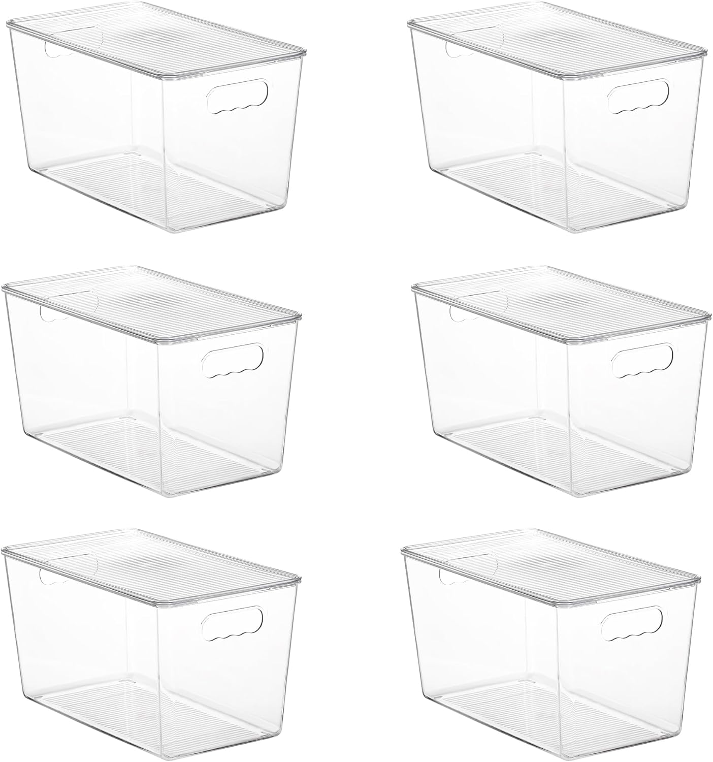 Vtopmart 6 Pack Clear Stackable Storage Bins with Lids, Medium Plastic Containers with Handle for Pantry Organizer and Storage,Perfect for Kitchen,Fridge,Cabinet, Closet,Bathroom Organization