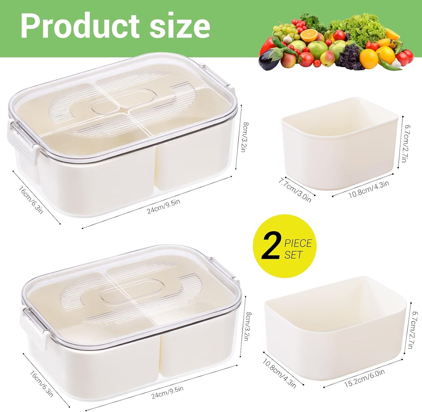 LUXEAR Divided Serving Tray with Lid and Handle Snack Box Charcuterie Container Dishwasher Safe 8 Compartment Snack Platters Portable Clear Organizer for Fruits, Candy, Snacks, Picnic, Travel