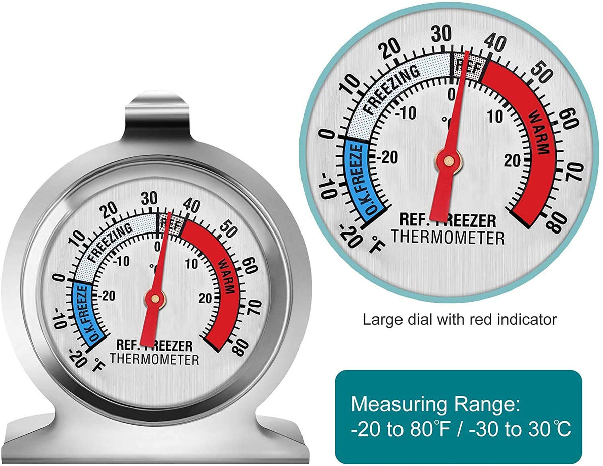 Refrigerator Thermometer, Large Dial Freezer Thermometer,Classic Series Temperature Thermometer for Refrigerator Freezer Fridge Cooler