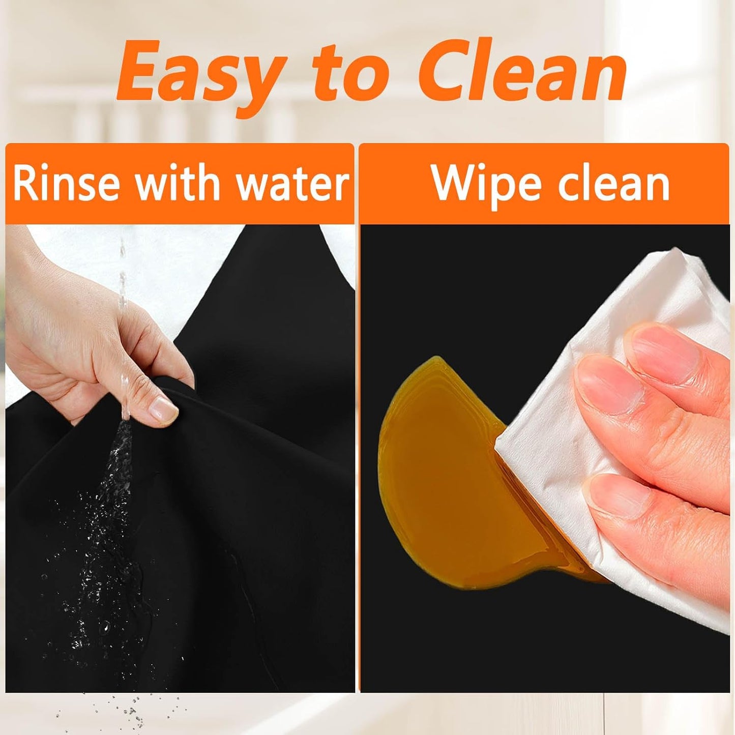 2Pack Large Silicone Mats for Kitchen Counter, 48''x24''(120cmx60cm) Heat Resistant Mat for Kitchen Island, Waterproof Multipurpose Countertop Protector, Black