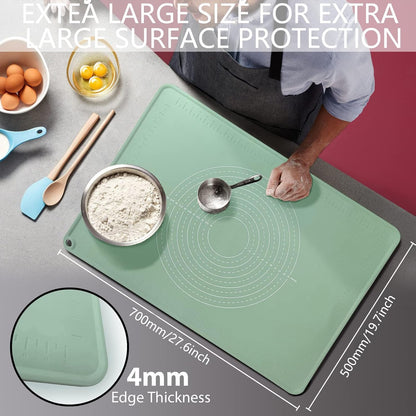 Silicone Pastry Mat 28" x 20" Non Stick Silicone Baking Mat Extra Thick Pastry Mat with Measurements Food Grade Pastry Mats for Rolling Dough,Bread,Pie,Cookies,Pizza and fondant,Food Grade Baking Mat