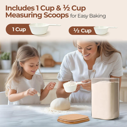 ComSaf 2Pcs Large Glass Storage Containers with Lids 4Qt, 1 Gallon Wide Mouth Flour Sugar Storage Containers, Large Capacity and Sealed for Rice, Cereal, Oat, Easy Clean and Scoop, Pantry Organization