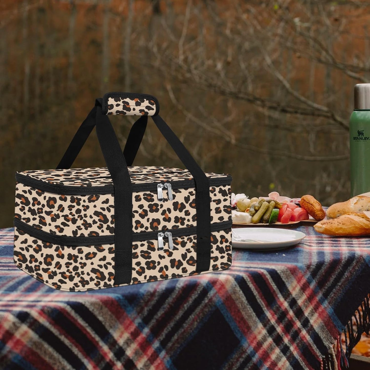 esouler Insulated Casserole Carrier - Casserole Carriers for Hot or Cold Food - Lasagna Lugger Dish Carrier, Thermal Lunch Bag for Potluck Parties, Picnic, Travel, Fits 9" x 13" Baking Dish, Grey