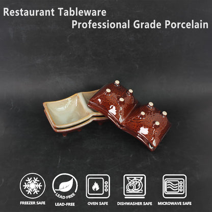 Ceramic 10.9 Inch Chips and Dip Set, Chips and Dip Divided Tray, Moisture Proof Cereal Bowl (for Salad, Pasta, Fruit, Sauce), Divided Moisture Proof Cereal Bowl Buffet Bowl Set