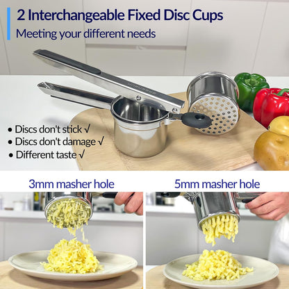 SPEENSUN 15oz Stainless Steel Potato Ricer, 2 Interchangeable Cups