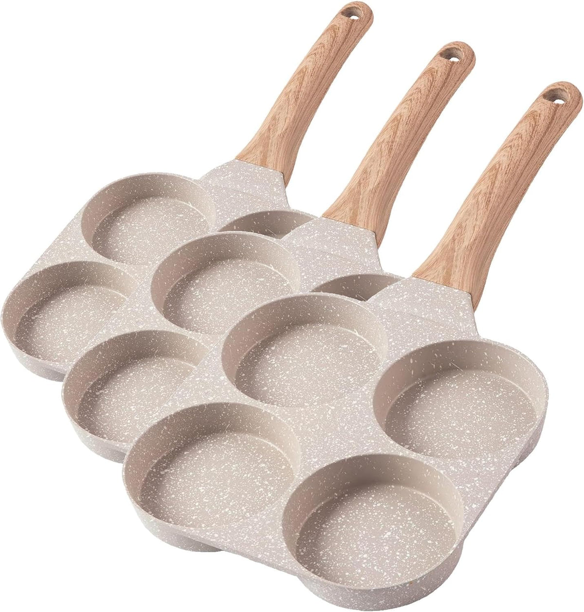 CAROTE 4-Cup Nonstick Granite Egg Pan, Cream White
