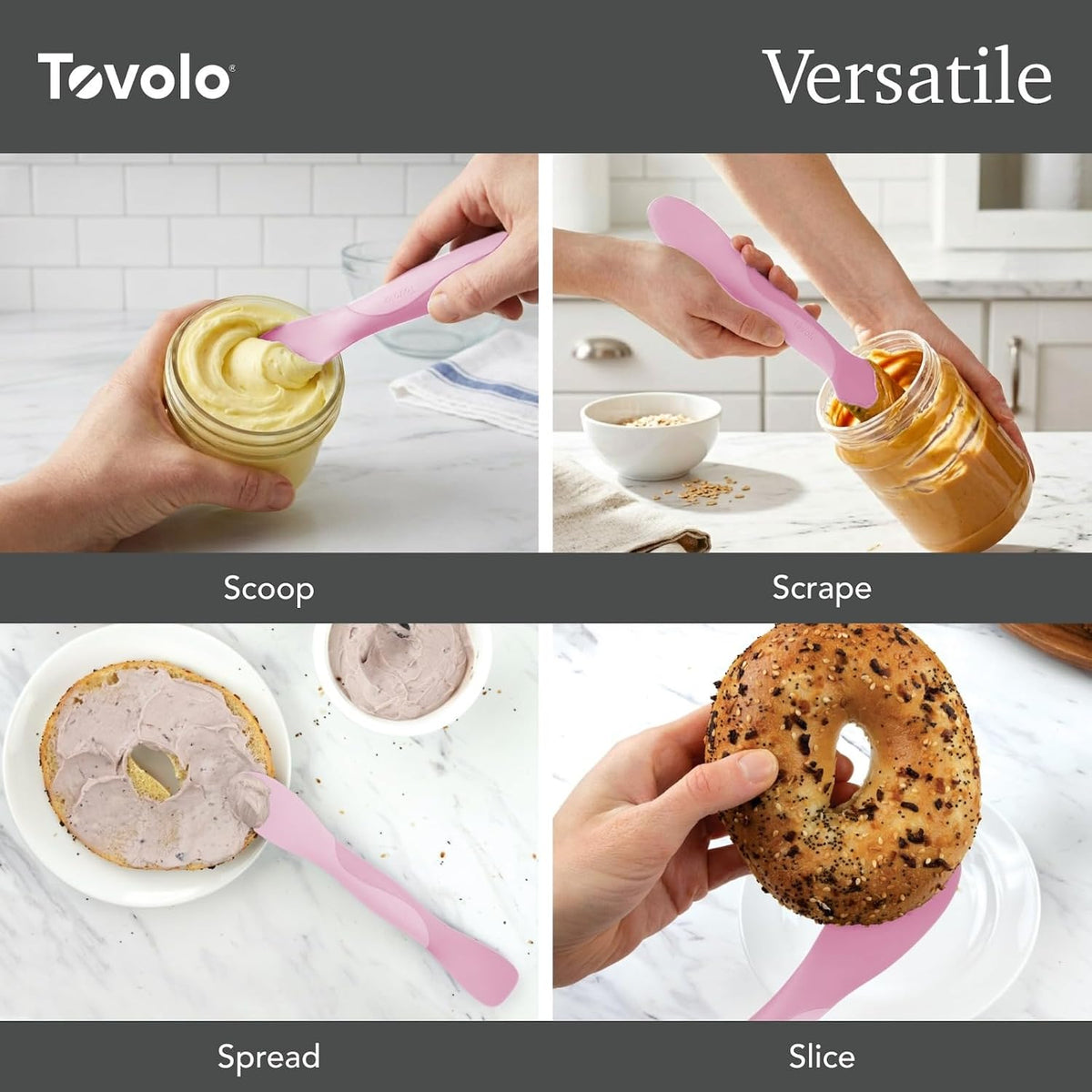 Tovolo Mini Scoop & Spread Tool for Kitchen Meal Prep Small Sandwich Spreader Spatula for Peanut Butter Jelly, Silicone BPA Free Dishwasher Safe Scooper Spreader, Aqua Seafoam Green