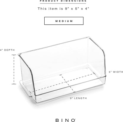 BINO | Stackable Plastic Storage Bins, Large | THE MYRIAD COLLECTION | Multipurpose Bins | Pantry Organizers And Storage | Home Organization Containers | Clear Plastic Fridge Bin | Freezer Organizer