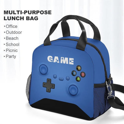 Game Lunch Bag for Boys Girls Gamer, Insulated Video Game Lunch Box for School Work Office Travel Picnic Hiking Beach, Waterproof Leakproof Portable Fits Most Bento Boxes