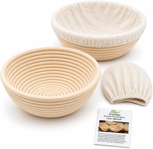 Sourdough Banneton Bread Proofing Basket Set of 2, 9'' Round