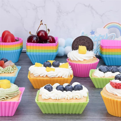 12Pack Silicone Muffin Cups Reusable Baking Mold for Cupcake Lunch Box Dividers(YH-334)