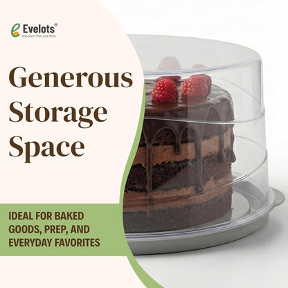 Evelots 2-Pack 10-Inch Airtight Food Storage Container with Lid - Portable Carrier for Pies, Cakes, Cupcakes & More - BPA-Free Clear Plastic - Secure & Easy Transport