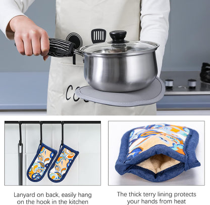 Cast Iron Skillet Handle Covers,Pot Handle Covers Heat Resistant,Pot Holders for Kitchen Heat Resistant,Machine Washable Handle Mitts 2 PCS(Striped)