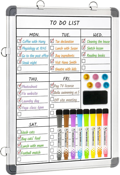 LUCYCAZ Magnetic to Do List Dry Erase Board for Fridge - Vertical Chore Board for Kids, Weekly Planning Boards for Family Chore Chart Whiteboard with 8 Markrs, 12''x17''(A3)