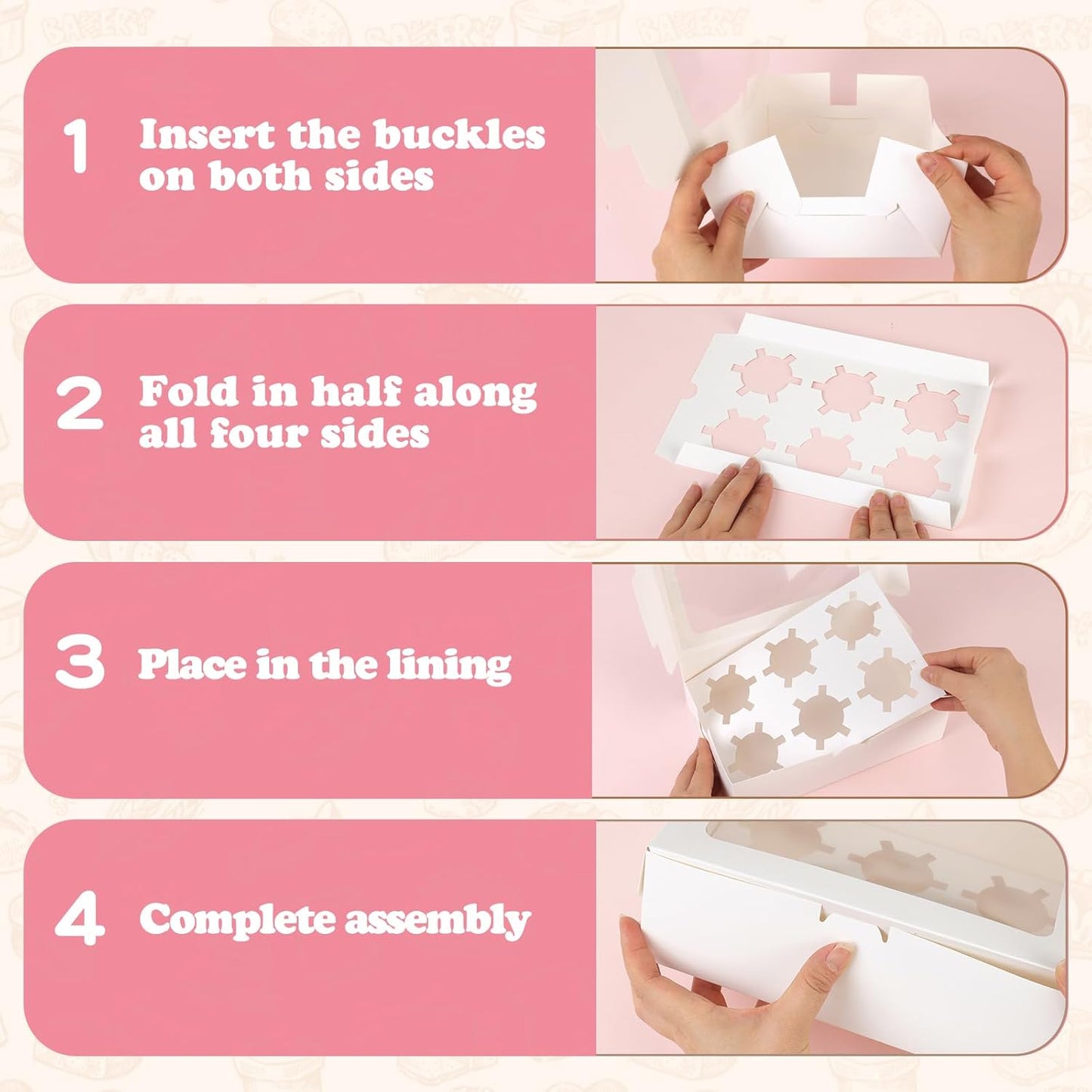 TOMNK 6 Count White Cupcake Boxes with Window - 36 Total Capacity Cupcake Carrier Sets for Birthday Holiday Party Bakery Supplies