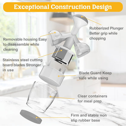 Food Chopper with Container, 360-Degree Blades, Dishwasher Safe, White
