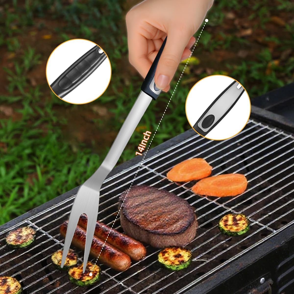 BBQ Grilling Tools Set,Stainless Steel Grilling Accessories Kit for Men Gift,13pc BBQ Grill Utensils Gift Kit with Portable Carry Bag BBQ Tools Grill Tools Set for Backyard Outdoor Grill Cooking