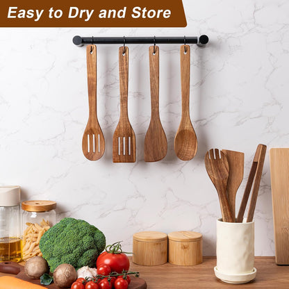 Eisinly 7-Piece Wooden Cooking Spoons, Natural Bamboo Utensil Set