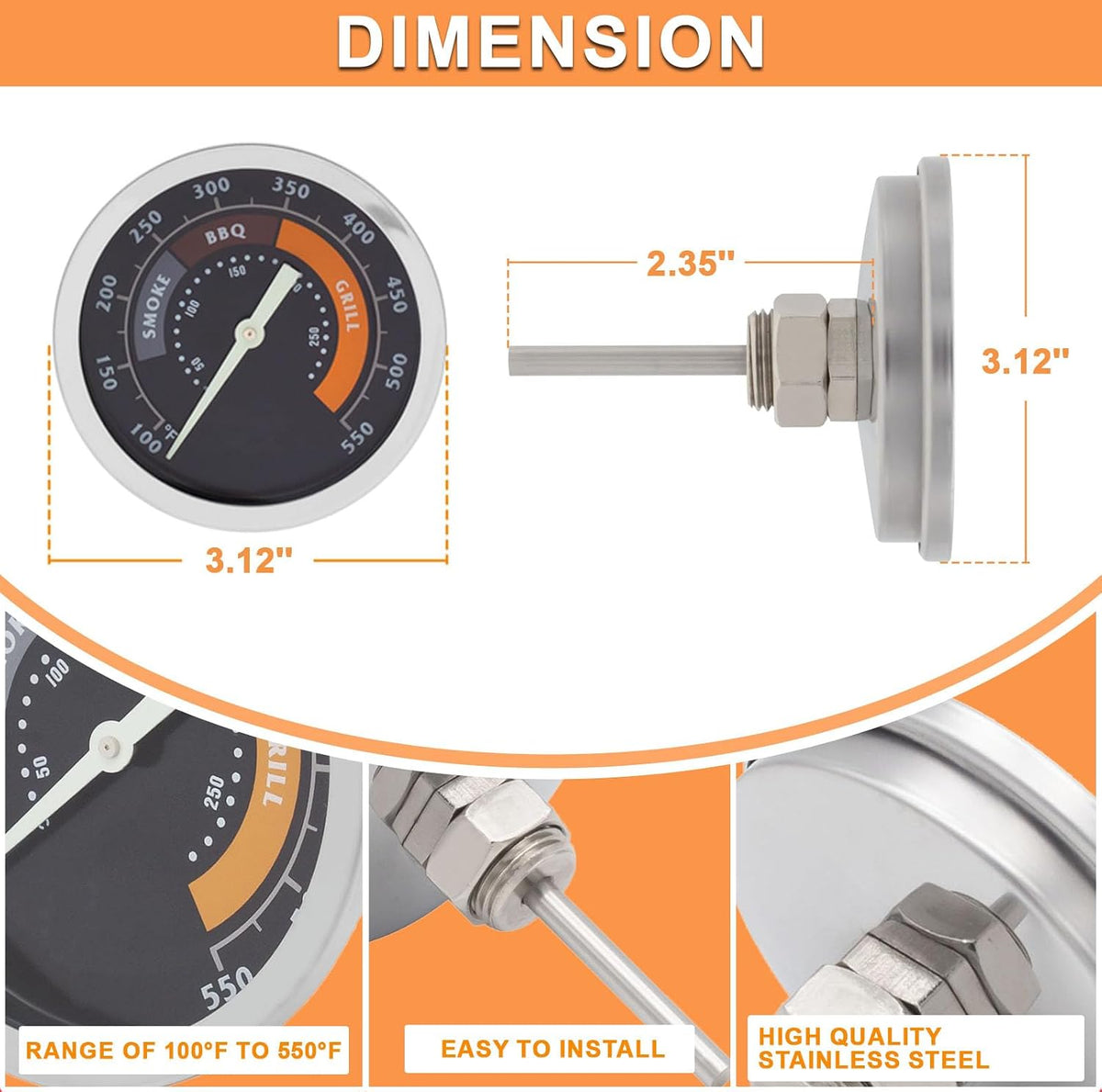60540 Temperature Gauge for Weber GS4 Spirit II/I 200/300 SER & 22" Kettles