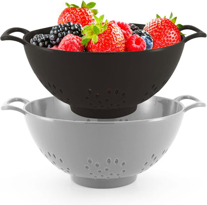 Meadow Lane 6-inch Small Colander, BPA-Free, Dishwasher Safe, Double Handles, Compact Food Strainer for Berries, Veggies and Pasta, 3-Cup Capacity, Smooth White
