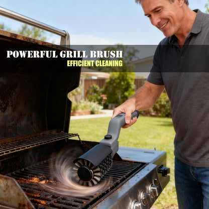 Cordless Electric Grill Brush with Adjustable Angle, 3-Speed Power Motor & Stainless Steel Head - Rechargeable, 90-Min Runtime, Waterproof Grill Cleaner for BBQ Grates & Griddles (Black)