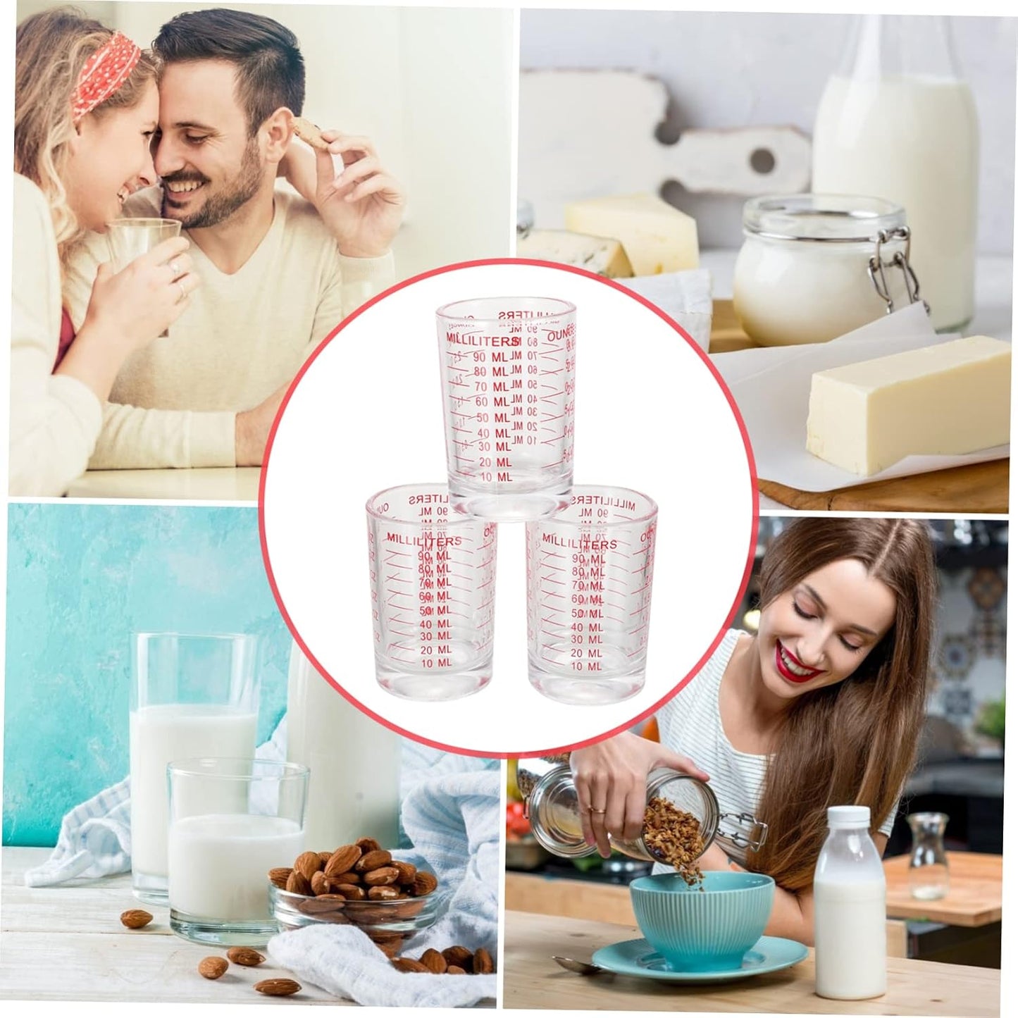 Alipis Pink Measuring Cups 3 Piece Set Graduated Kitchen Measuring Cups Easy to Clean
