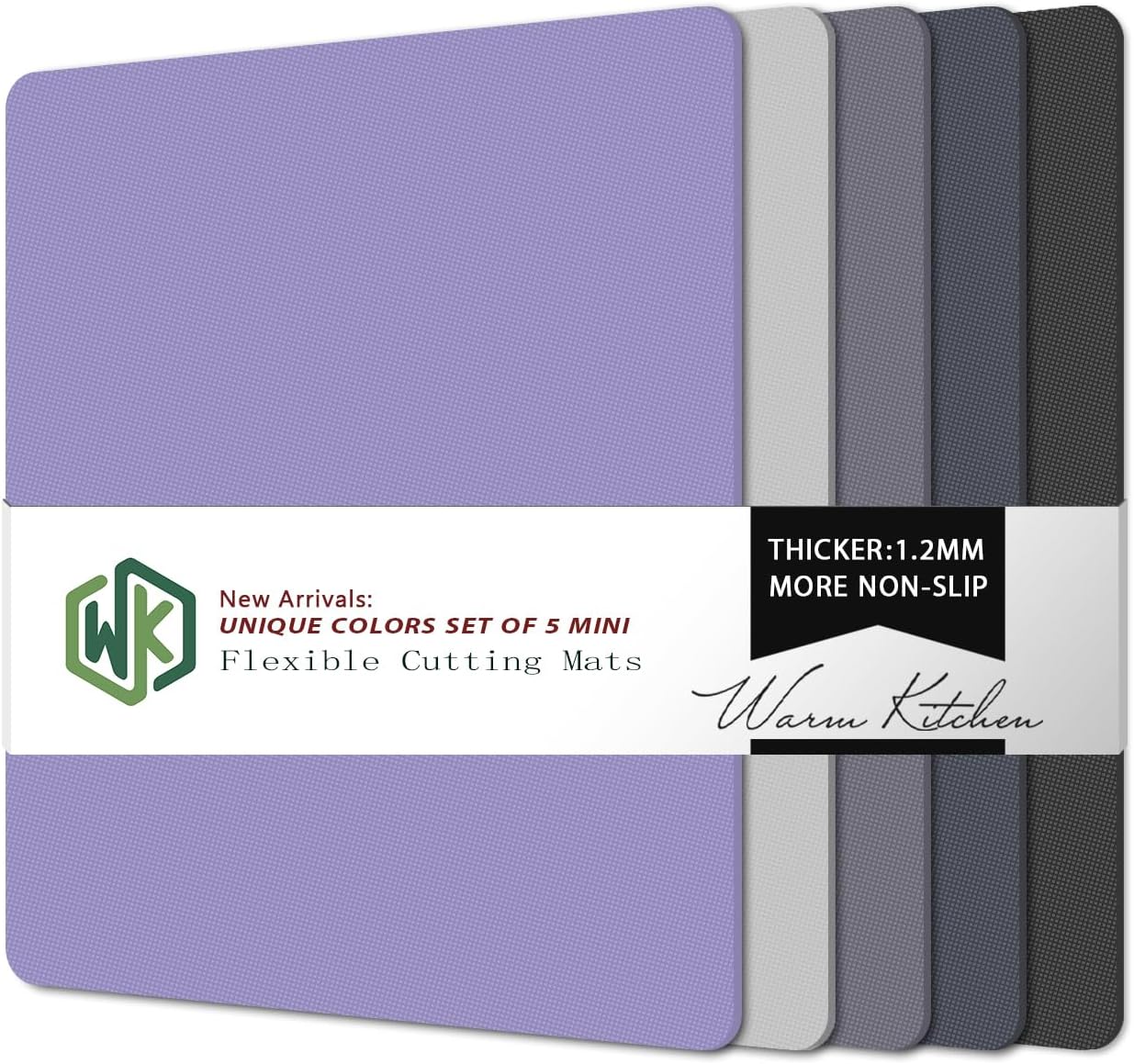 WK Flexible Plastic Cutting Boards for Kitchen, Cutting Board Mats Set of 5, Nonslip Cutting Board for Meat, Thin Cutting Sheets with Hole, Dishwasher Safe, BPA Free, 14.5x11.5"