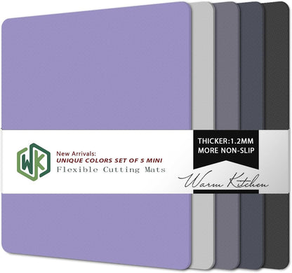 WK Flexible Plastic Cutting Boards for Kitchen, Cutting Board Mats Set of 5, Nonslip Cutting Board for Meat, Thin Cutting Sheets with Hole, Dishwasher Safe, BPA Free, 14.5x11.5"