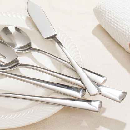 KINGSTONE 8 Piece Serving Utensils Set, 18/10 Stainless Steel Serving Utensils, Slotted Spoon, Serving Spoon, Fork, Tong, Soup Ladle, Cake Server for Buffet, Parties, Kitchen