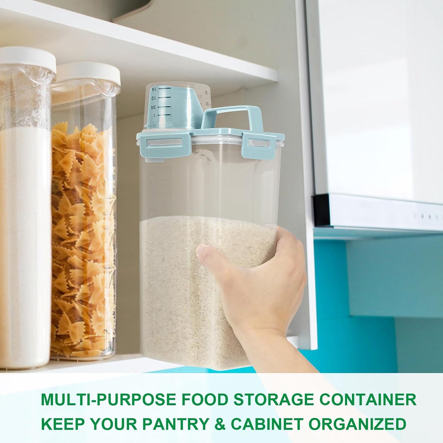 TBMax Rice Container 10 Lbs, Cereal Container Oatmeal Storage, Airtight Food Dispenser with Easy-pouring Spout & Handy Cup for Flour Grain Beans, Pet Dog Cat Bird Food Storage Container