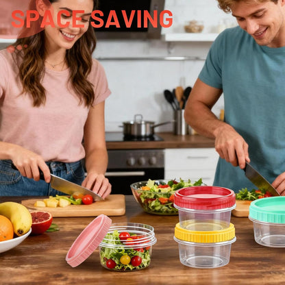 12 Pack Freezer Containers with Screw On Lids, 10oz Stackable Reusable Food Storage Container, Airtight Plastic Storage Containers with Twist Top Lids for Food Sauce Jello Soup