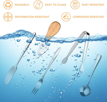 FrutPunch Charcuterie Boards Accessories, Charcuterie Accessories with Cheese Spreader Set, Charcuterie Utensils also Include Tongs, Spoons, Forks, Honey Sticks, Flags, A Total of 95 Pieces