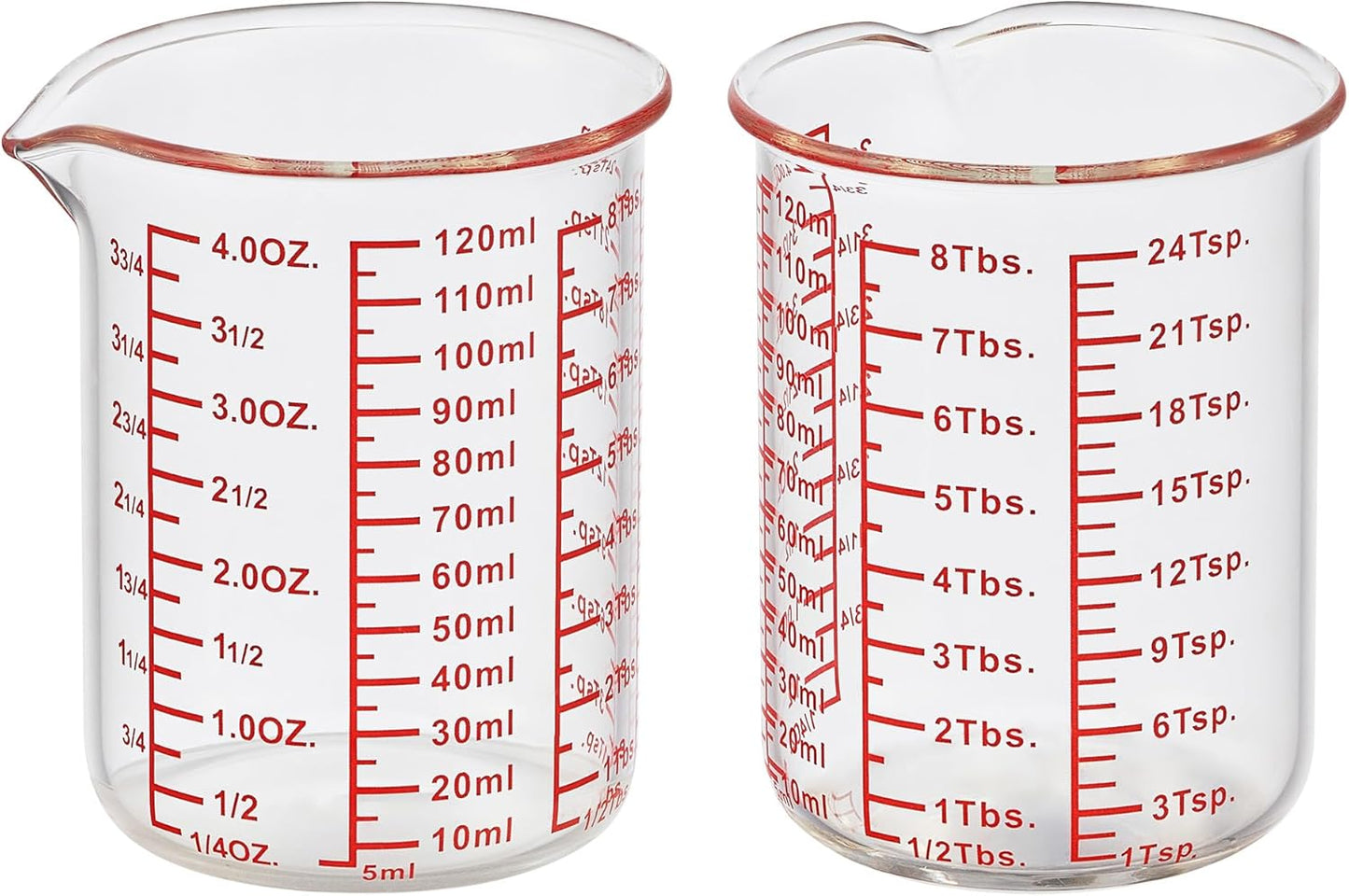 3 Piece Glass Measuring Cup Set, Includes 1/2-Cup, 1-Cup, and 2-Cup High Borosilicate Glasss Liquid Measuring Cups, Dishwasher, Freezer, Microwave, and Preheated Oven Safe, Essential Kitchen Tools